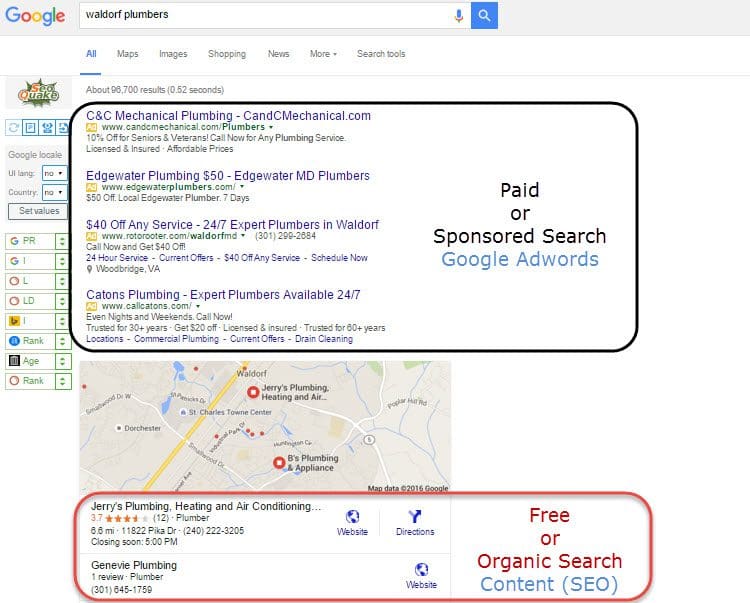 Free organic search versus paid search