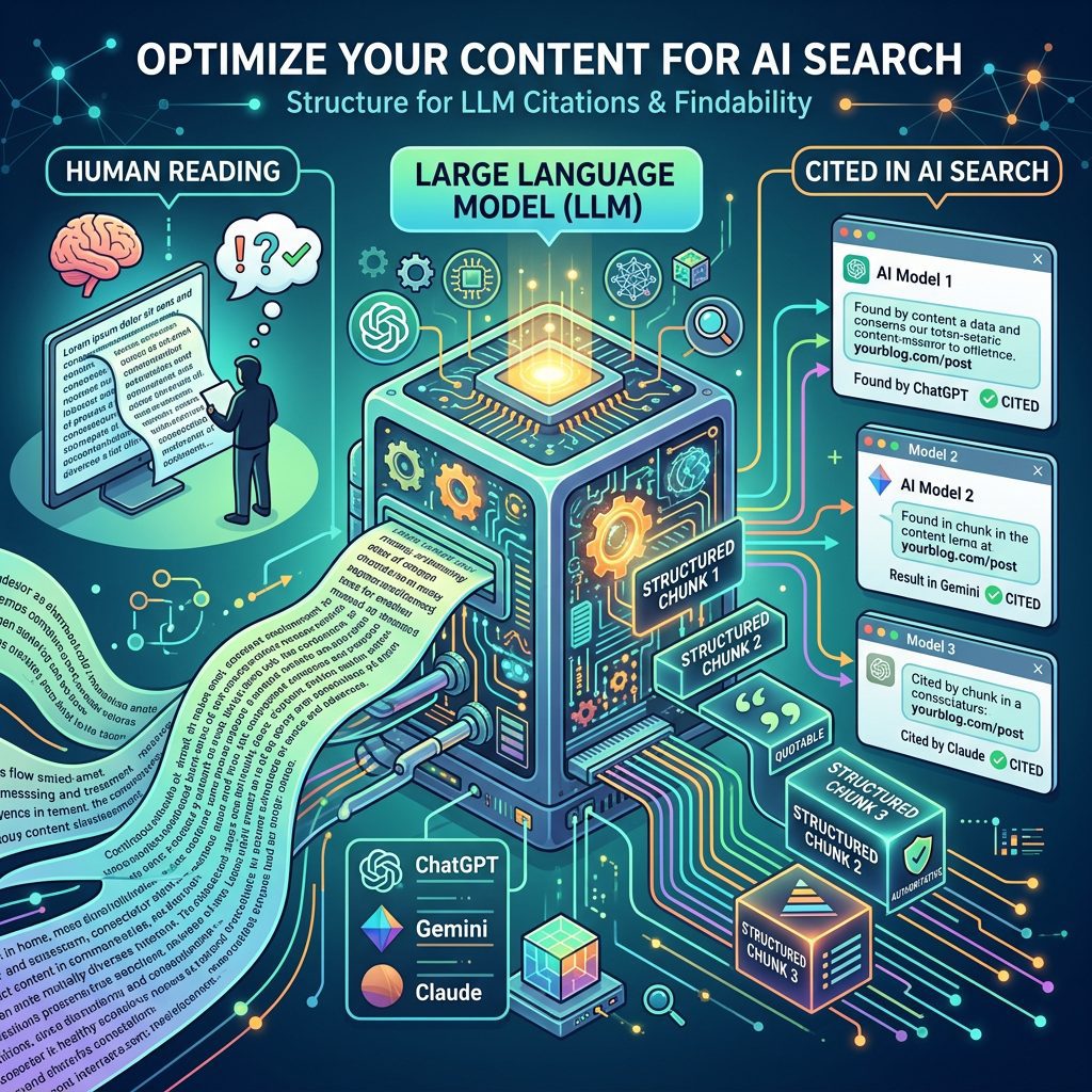 article ai citations - structure your articles properly to be found by AI LLMs. LLMs read differently
