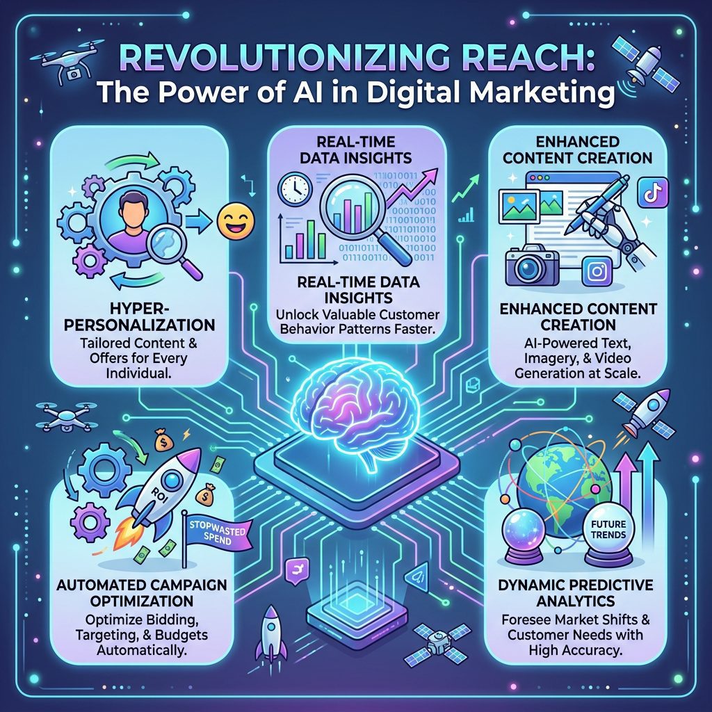 AI-enhanced digital marketing diagram of capabilities