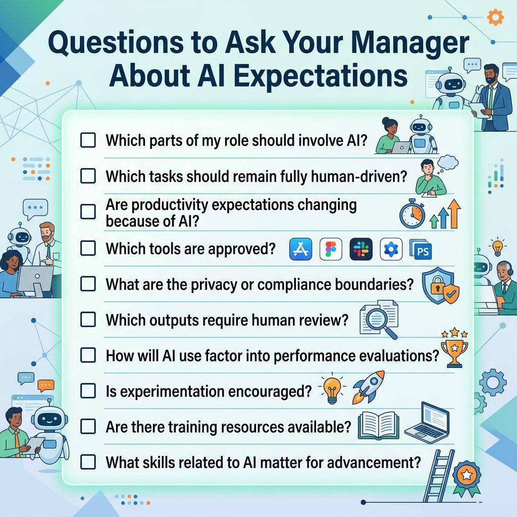 questions to ask your manager about their AI exectations at work.