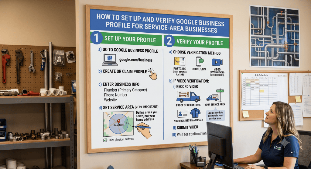 diagram on how to set up and verify a google business profile