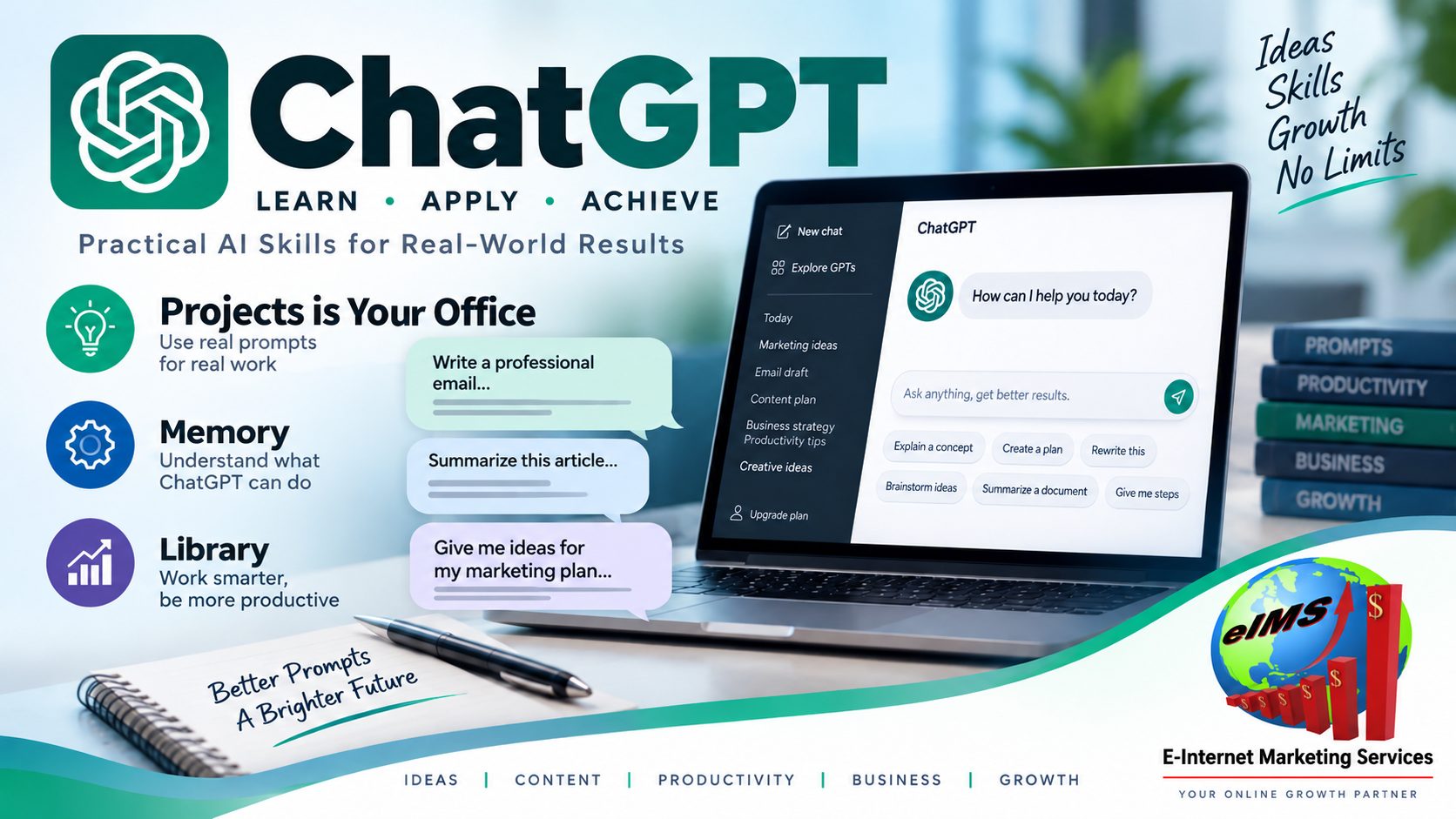 Train ChatGPT by using Projects. Think of Projects as your office.
